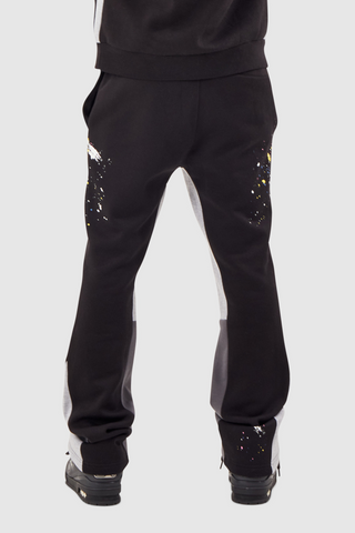 PAINT SMEAR FLARED TRACKSUIT - BLACK