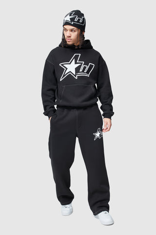 LW STAR HOOD - BLACK