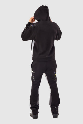 PAINT SMEAR FLARED TRACKSUIT - BLACK