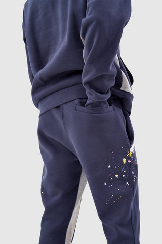 PAINT SMEAR FLARED JOGGER - NAVY