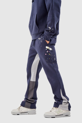 PAINT SMEAR FLARED JOGGER - NAVY